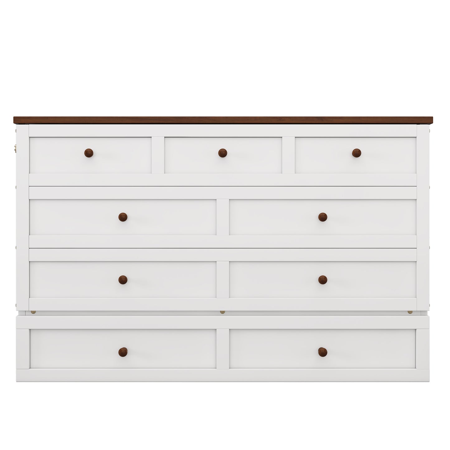 Solid Pine Murphy Bed Chest – Queen Size with Storage Drawer & Charging Station