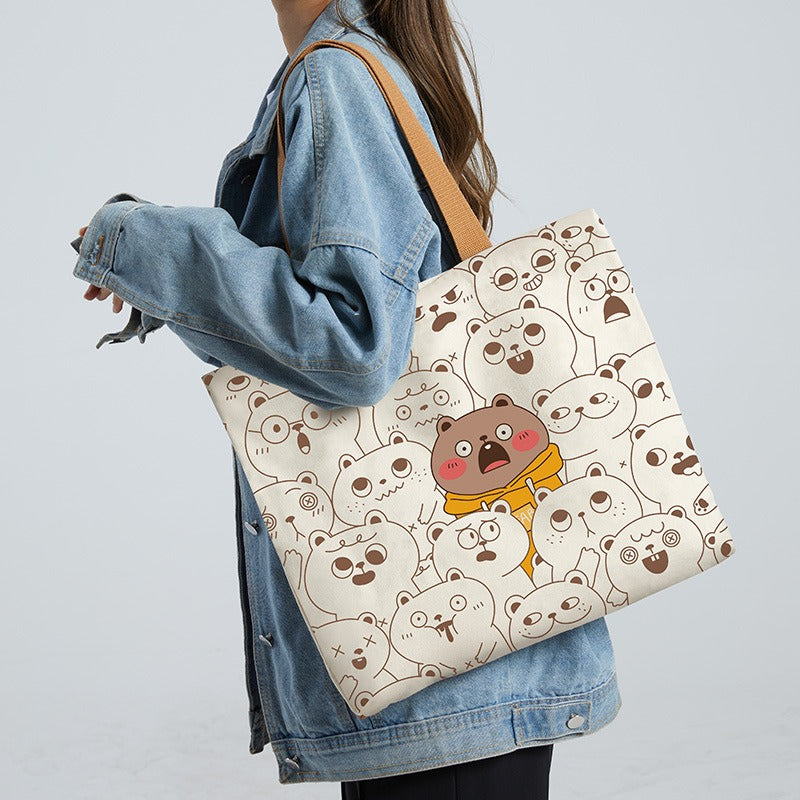 Large Canvas Shoulder Bag – Stylish & Sustainable Tote for Women