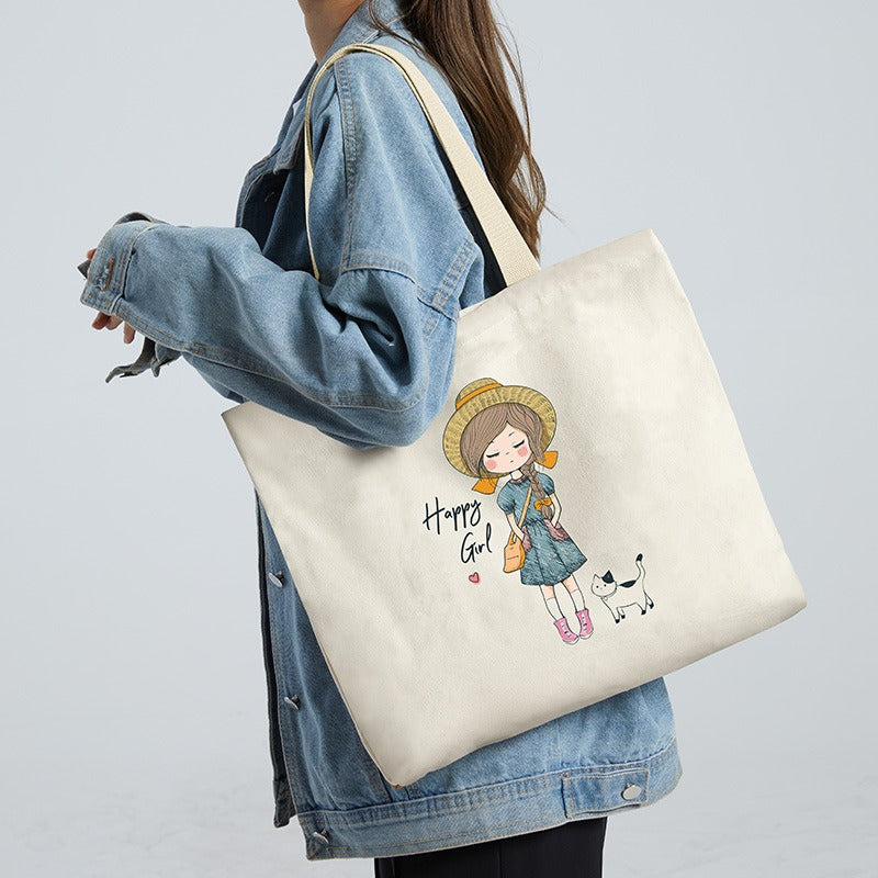 Large Canvas Shoulder Bag – Stylish & Sustainable Tote for Women