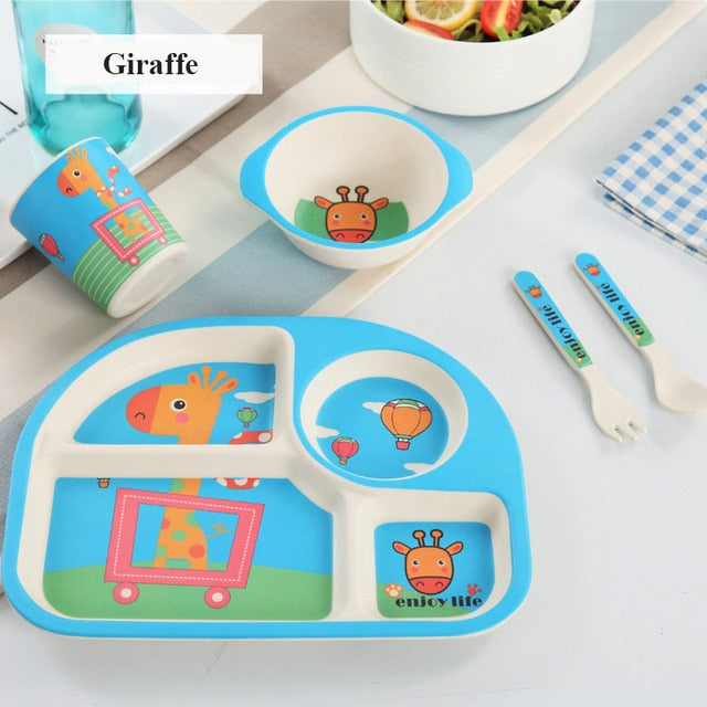 5-Piece Bamboo Fiber Baby Dinnerware Set – Safe, Eco-Friendly Feeding Essentials