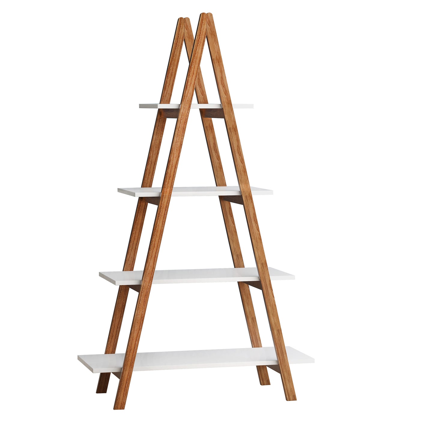 Solid Bamboo Wood A-Frame Ladder Bookshelf – Sustainable Display Rack
