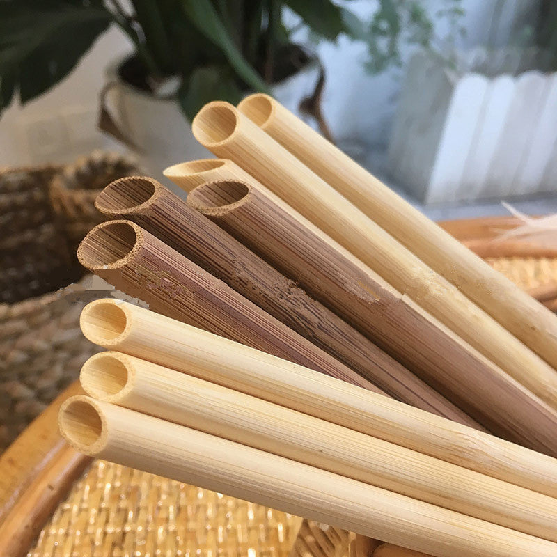 100pcs Reusable Bamboo Straws – Eco-Friendly Carbonized Drinking Straws for Smoothies & Coffee