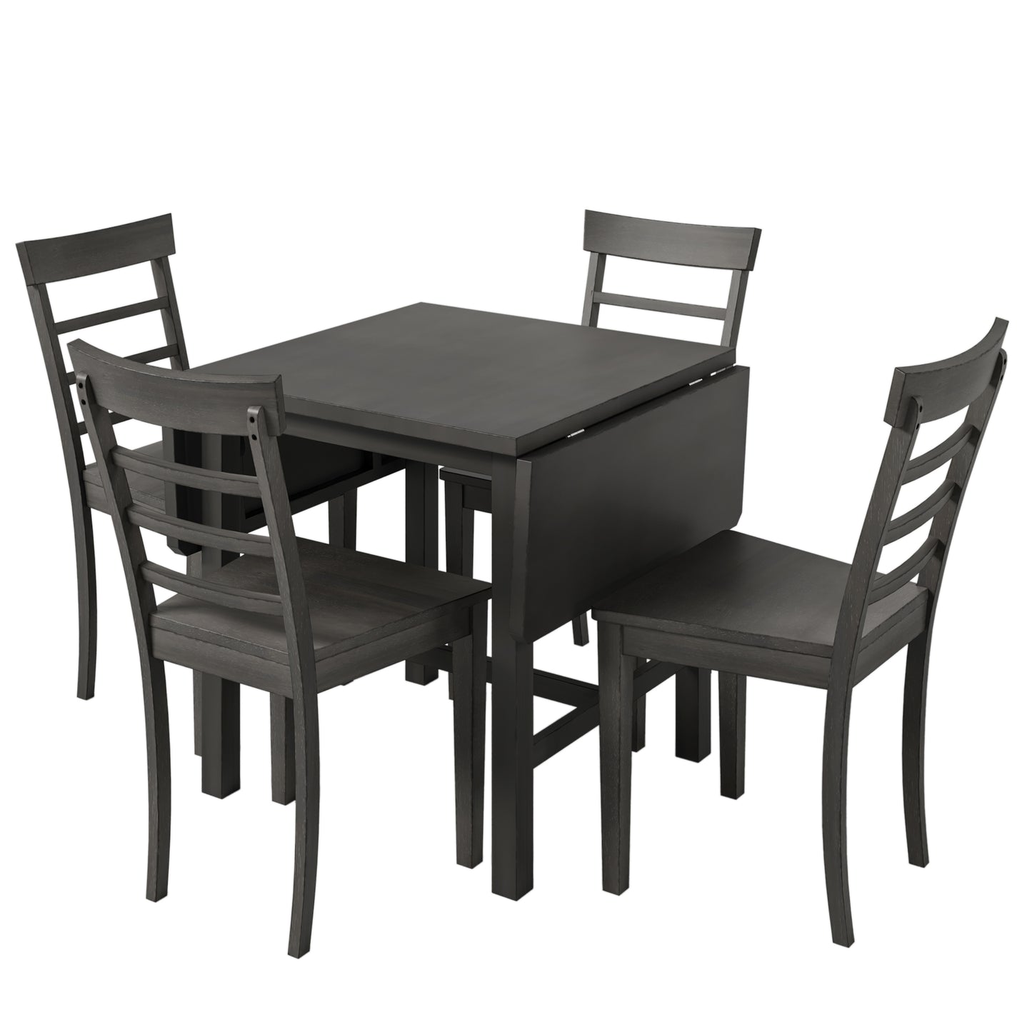 TOPMAX 5-Piece Gray Wooden Dining Set with Expandable Table
