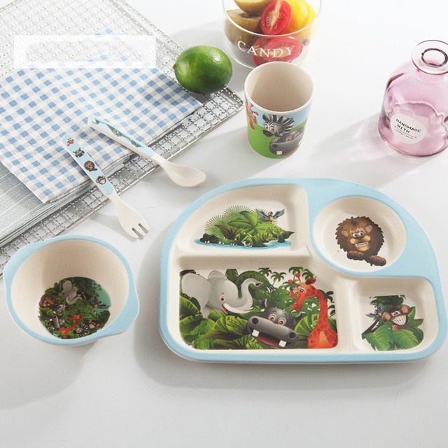 5-Piece Bamboo Fiber Baby Dinnerware Set – Safe, Eco-Friendly Feeding Essentials