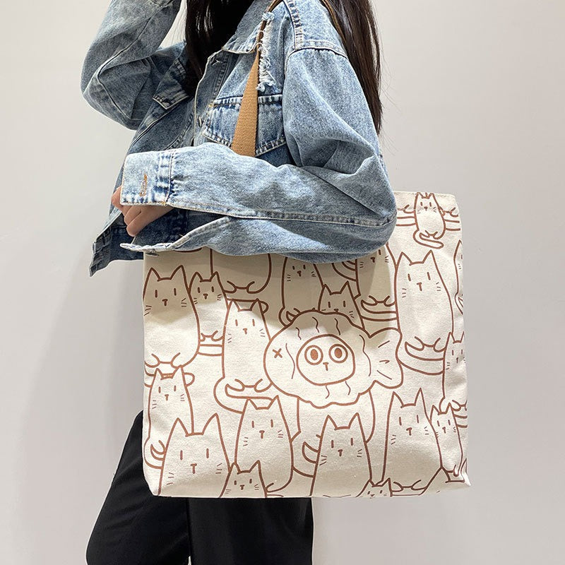 Large Canvas Shoulder Bag – Stylish & Sustainable Tote for Women
