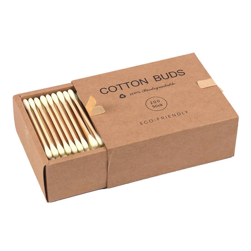 200 Bamboo Cotton Swabs – Eco-Friendly Double-Headed Buds for Beauty & Everyday Care