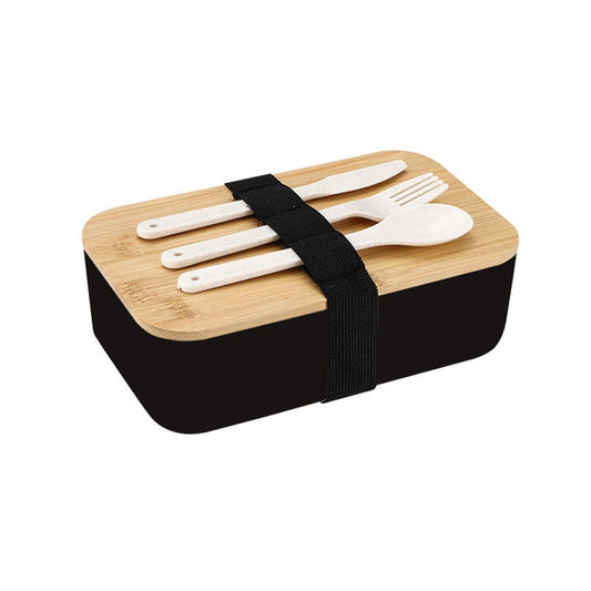Eco-Friendly Wheat Straw Bento Box with Wooden Lid – Microwave Safe