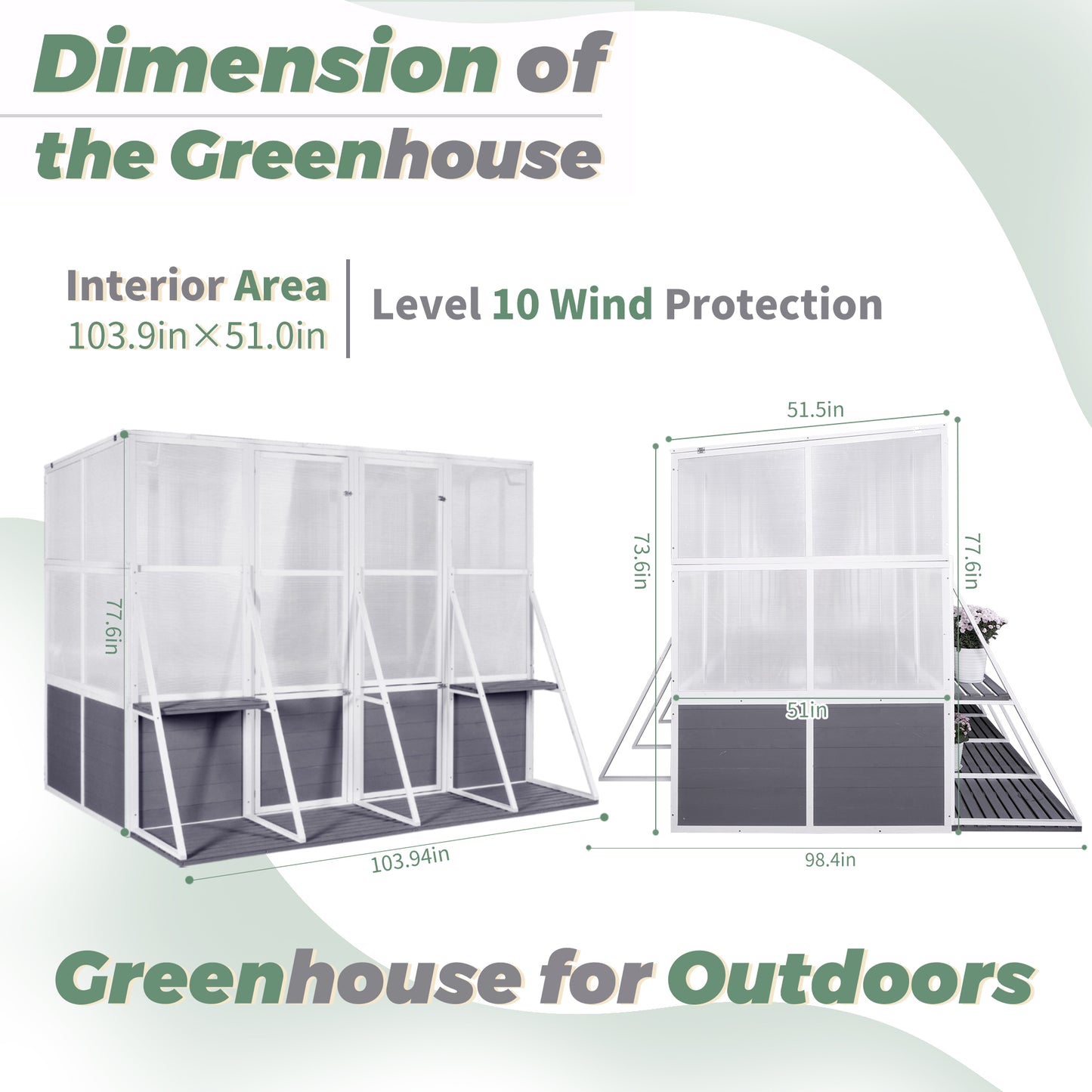 Wooden Lean-To Greenhouse – Heavy-Duty Outdoor Winter Garden Solution