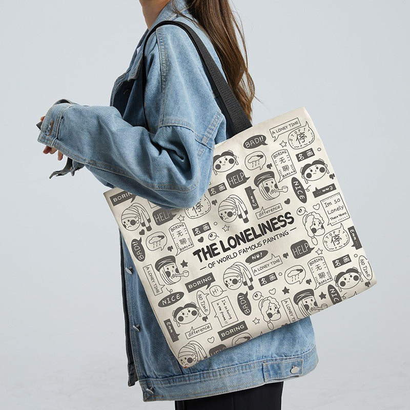 Large Canvas Shoulder Bag – Stylish & Sustainable Tote for Women