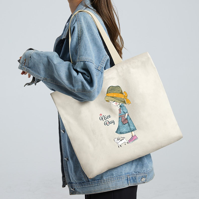 Large Canvas Shoulder Bag – Stylish & Sustainable Tote for Women
