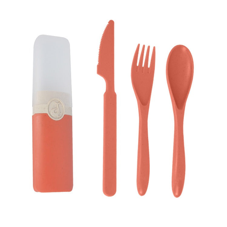 Wheat Straw Portable Cutlery Set – Eco-Friendly Knife, Fork & Spoon