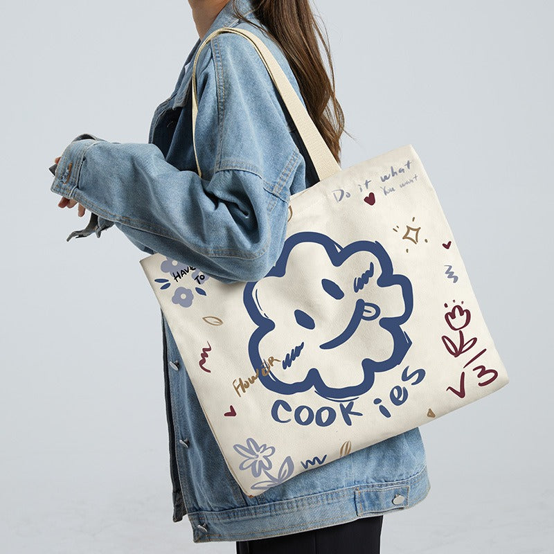 Large Canvas Shoulder Bag – Stylish & Sustainable Tote for Women