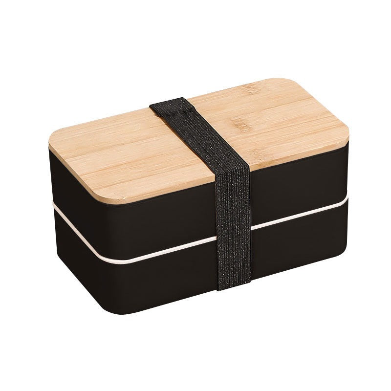 Eco-Friendly Wheat Straw Bento Box with Wooden Lid – Microwave Safe