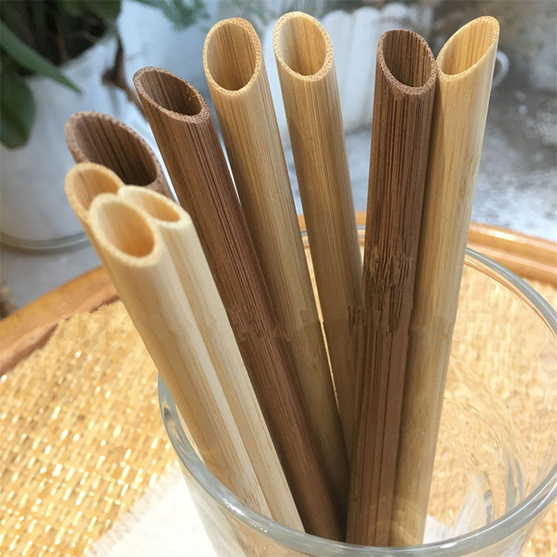 100pcs Reusable Bamboo Straws – Eco-Friendly Carbonized Drinking Straws for Smoothies & Coffee