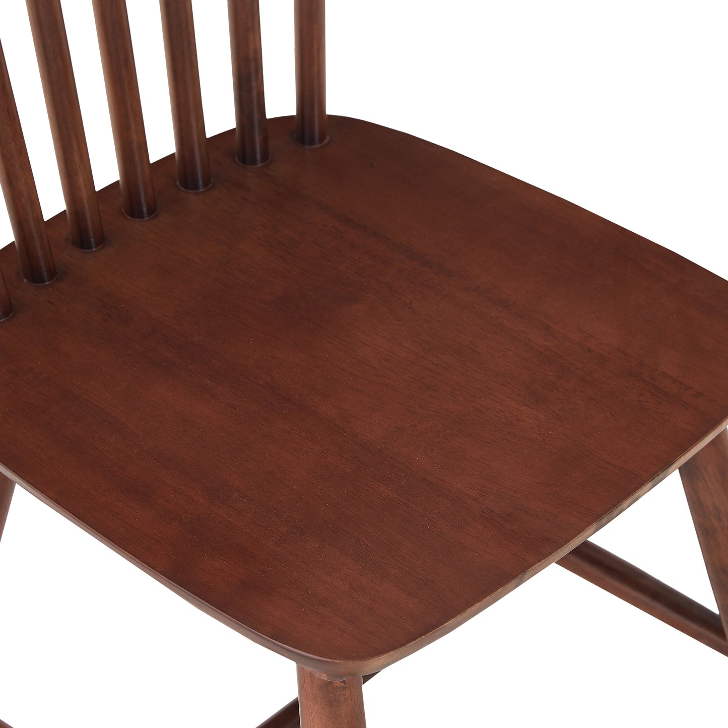 Set of 4 Solid Wood Dining Chairs – Elegant Walnut Rubberwood Design