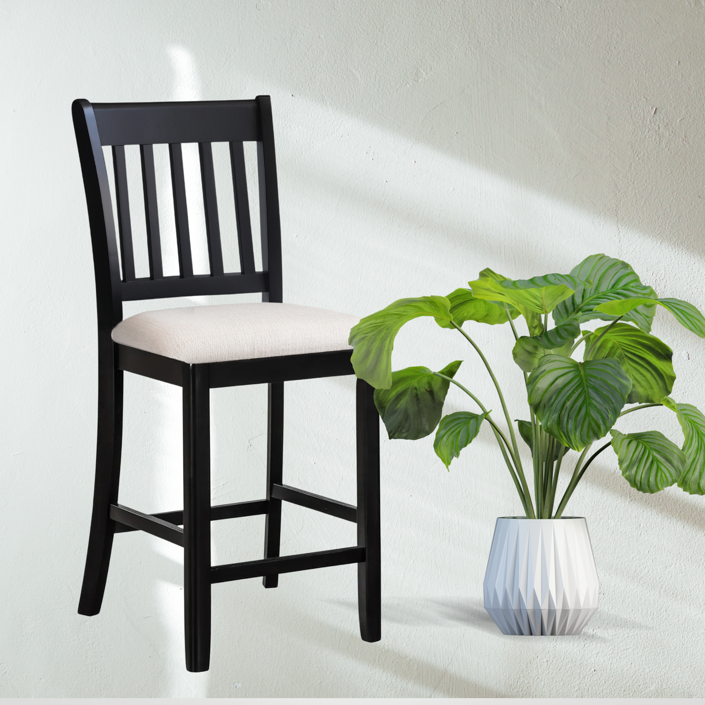 Set of 2 Black Rubberwood Dining Chairs – Stylish & Sustainable Seating