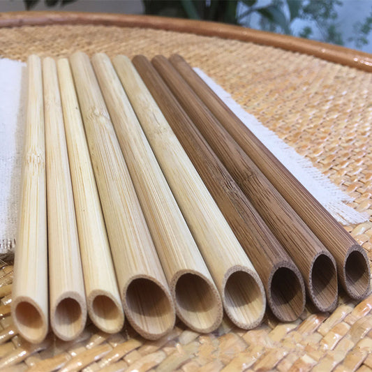 100pcs Reusable Bamboo Straws – Eco-Friendly Carbonized Drinking Straws for Smoothies & Coffee