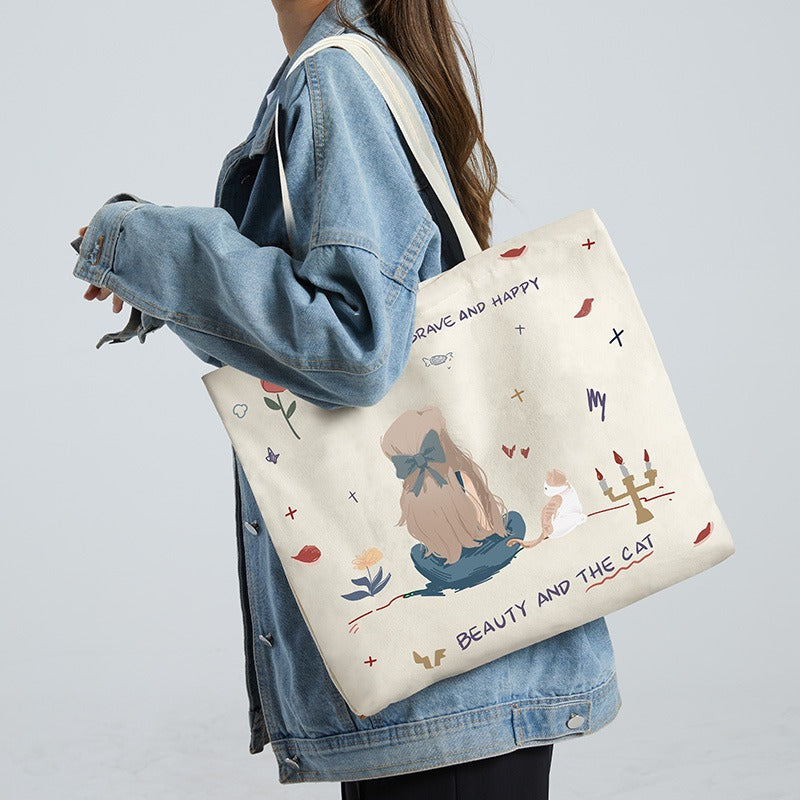Large Canvas Shoulder Bag – Stylish & Sustainable Tote for Women