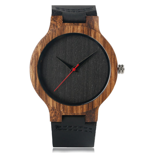 Men’s Bamboo Wooden Watch – Modern Quartz Wristwatch with Leather StrapCreative Birthday Gifts