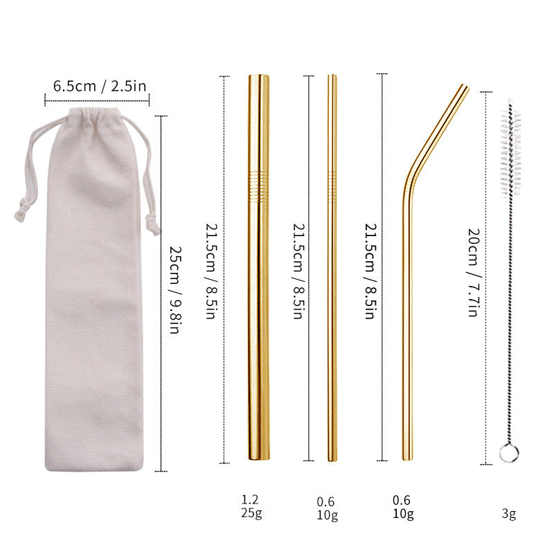 Reusable Stainless Steel Straw Set – Durable & Eco-Friendly Metal Beverage Straws
