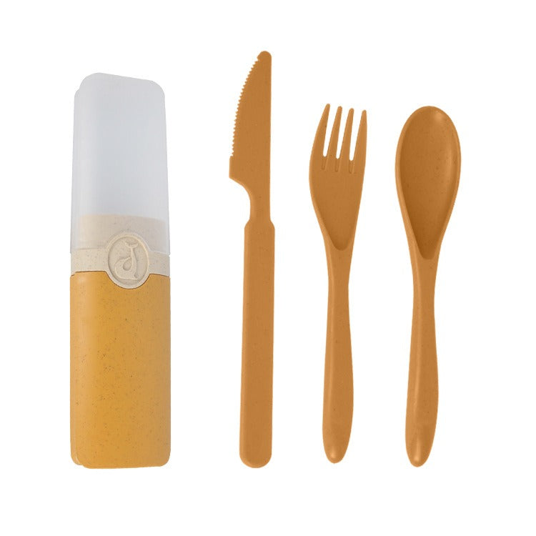Wheat Straw Portable Cutlery Set – Eco-Friendly Knife, Fork & Spoon