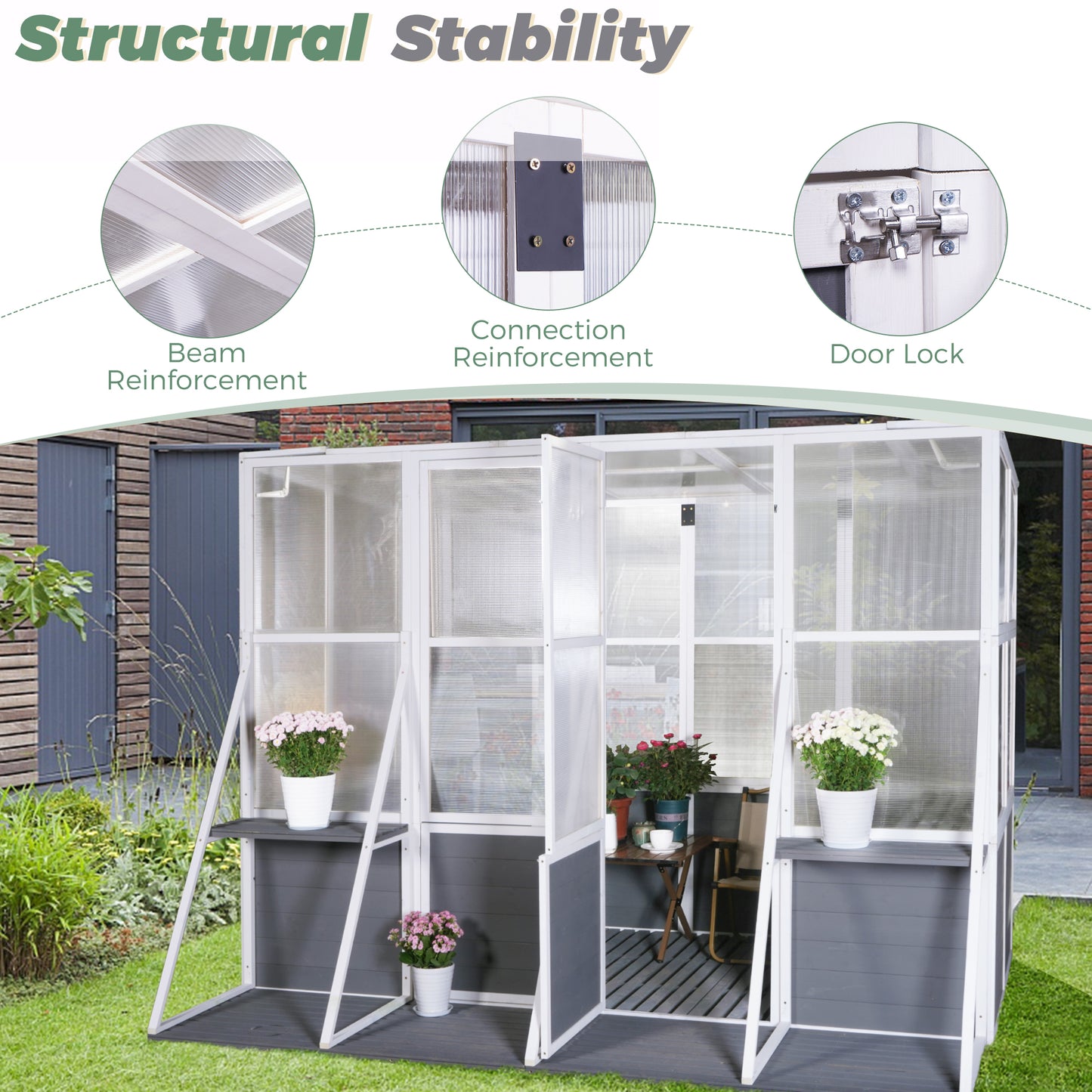 Wooden Lean-To Greenhouse – Heavy-Duty Outdoor Winter Garden Solution