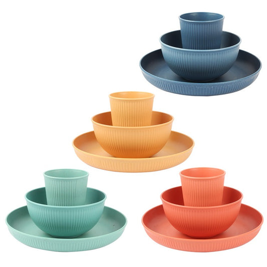 Eco-Friendly Wheat Straw Tableware Set – Cup, Rice Bowl & Plate (12-Piece)