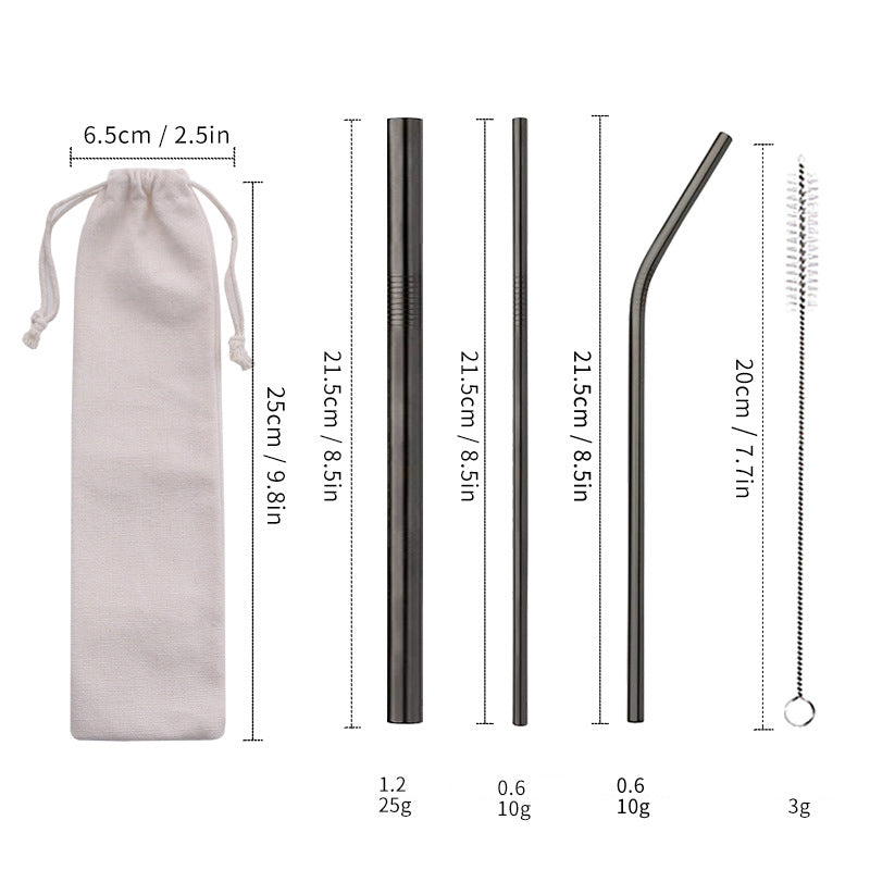 Reusable Stainless Steel Straw Set – Durable & Eco-Friendly Metal Beverage Straws