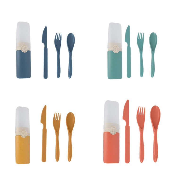 Wheat Straw Portable Cutlery Set – Eco-Friendly Knife, Fork & Spoon