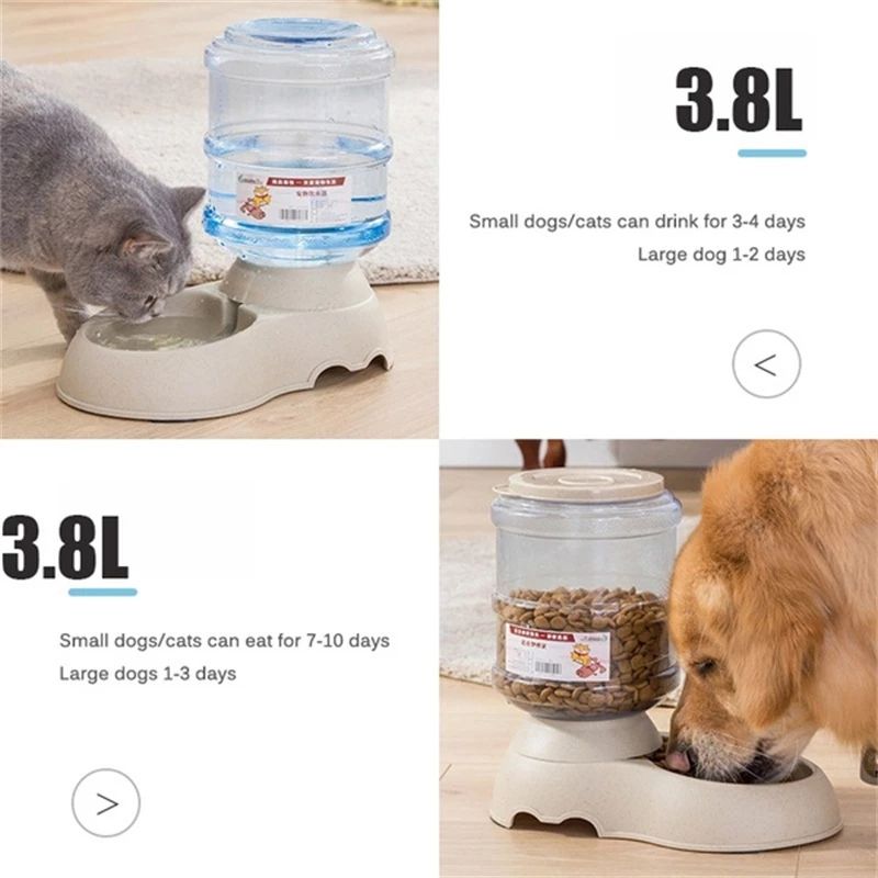 Wheat Straw Automatic Pet Feeder – 3.8L Eco-Friendly Water Bowl