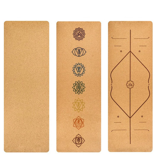 Natural Cork Yoga Mat – Non-Slip Eco-Friendly Fitness & Pilates Mat with Body Alignment Lines