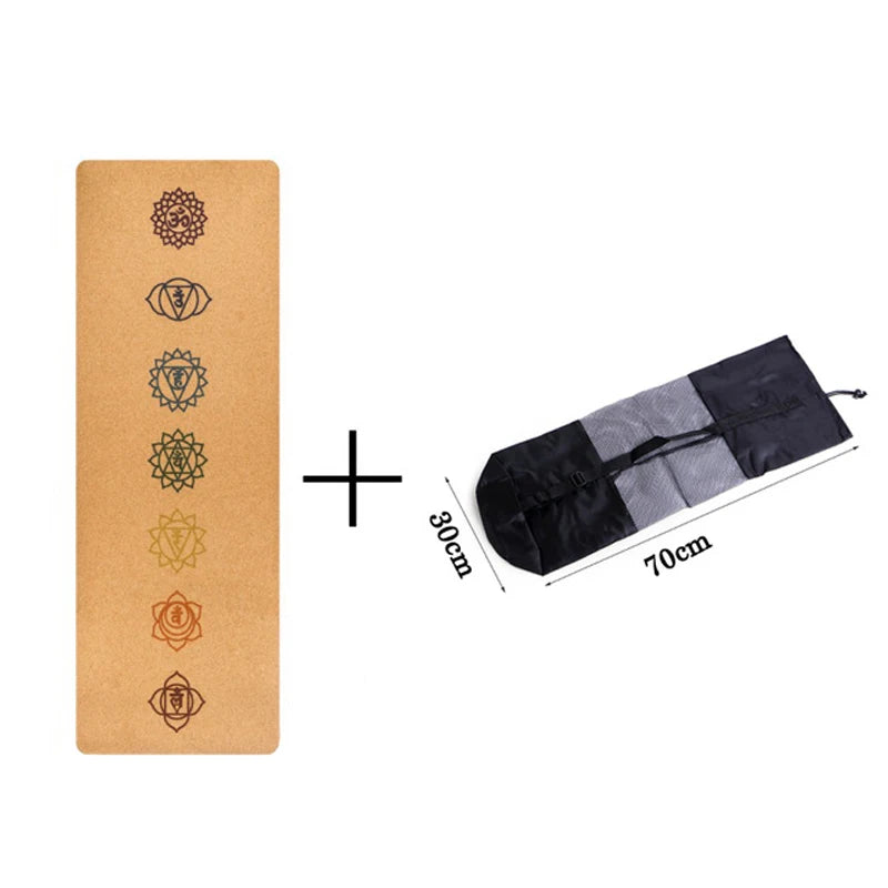 Natural Cork Yoga Mat – Non-Slip Eco-Friendly Fitness & Pilates Mat with Body Alignment Lines
